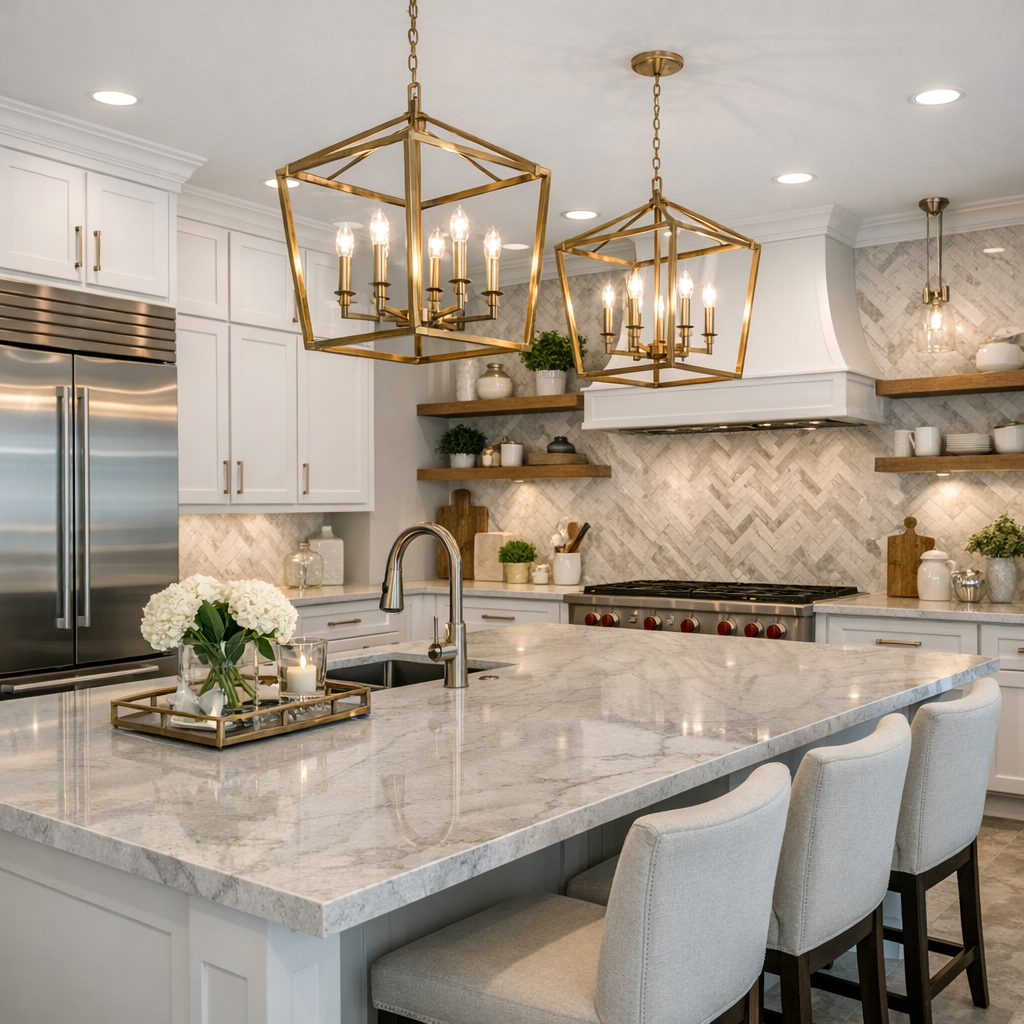 Luxury kitchen remodel  with quartz in stedman nc
