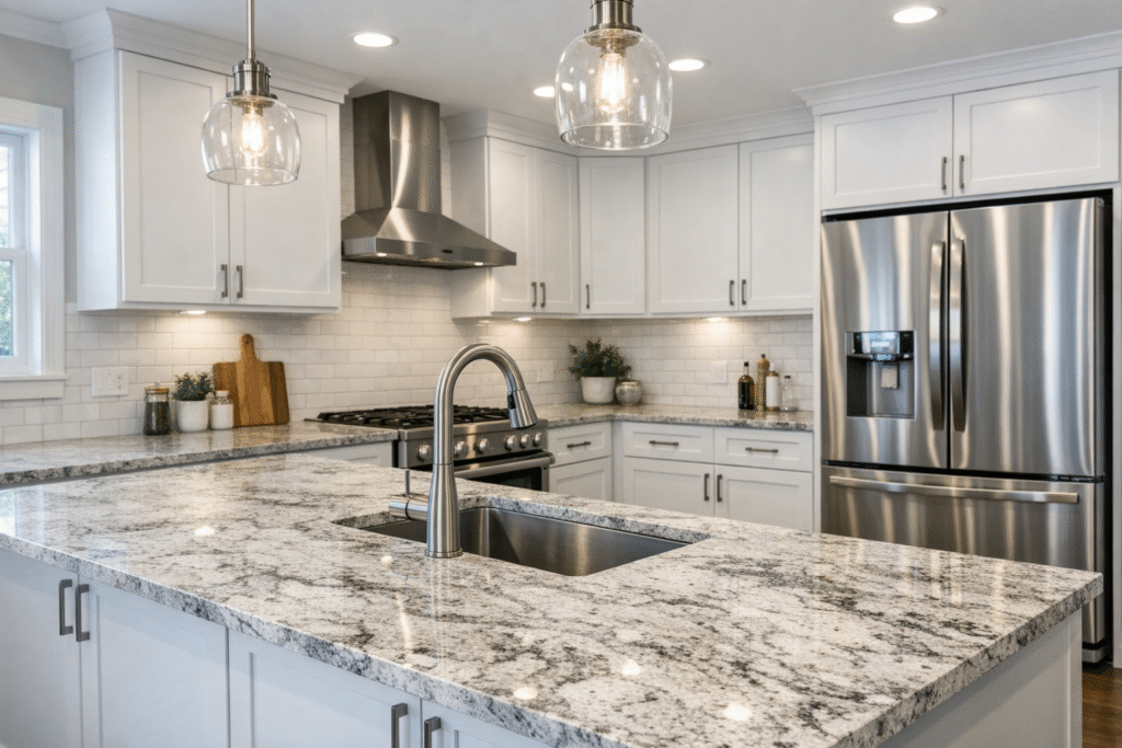 Modern granite countertops kitchen by fayetteville granite